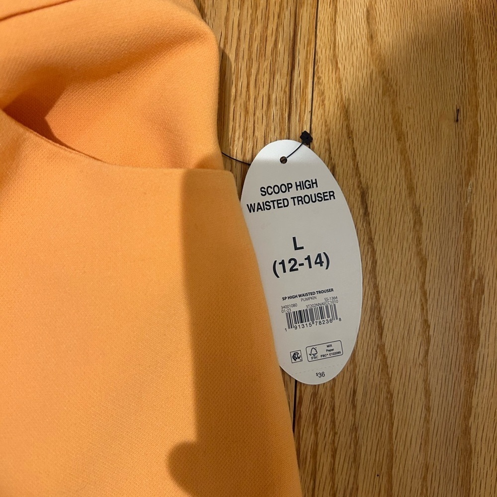 Scoop NYC Vibrant Orange Boot Cut Dress Pants with High-Waisted Design - Picture 2 of 10